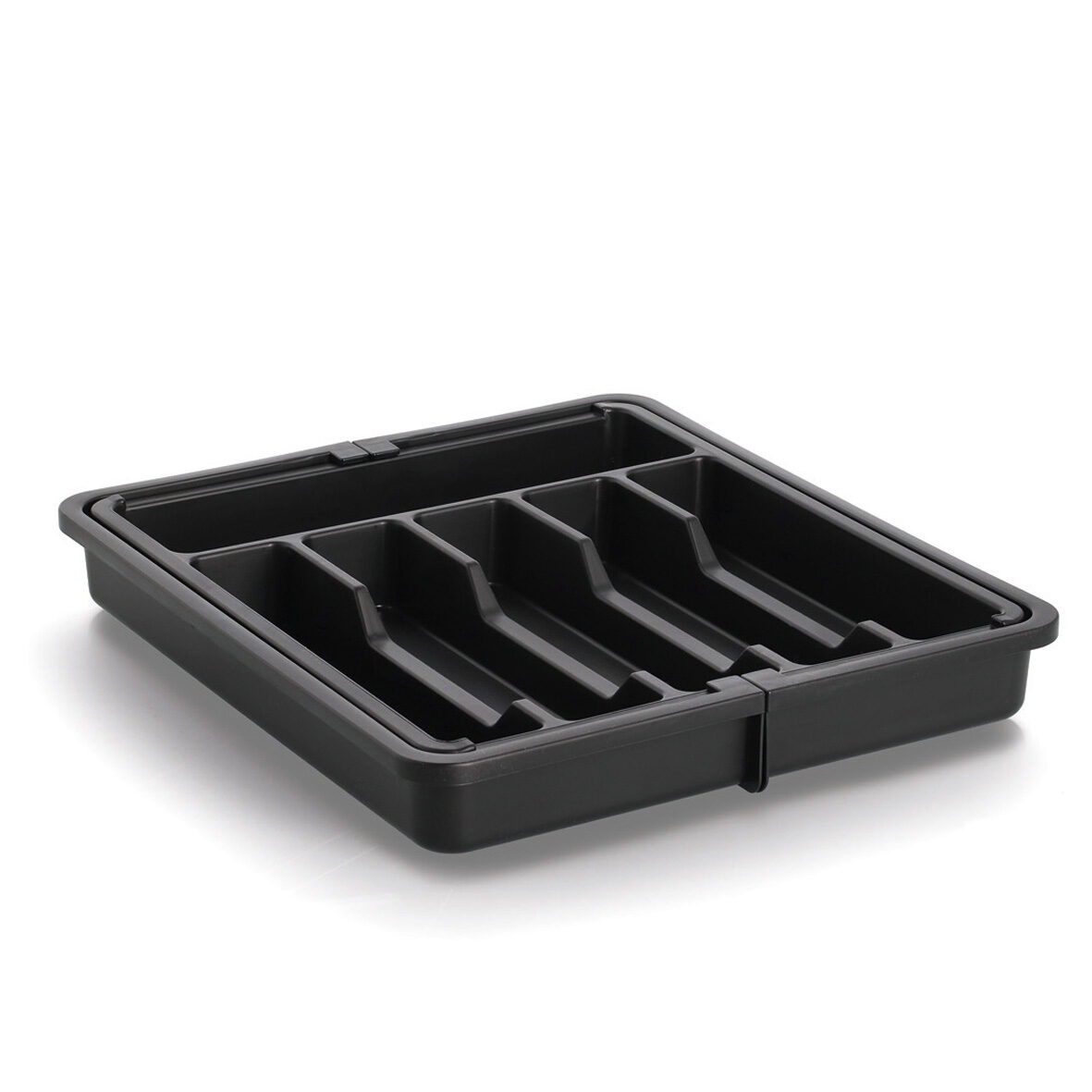 Besteckkasten, ausziehbar, Kunststoff, schwarz