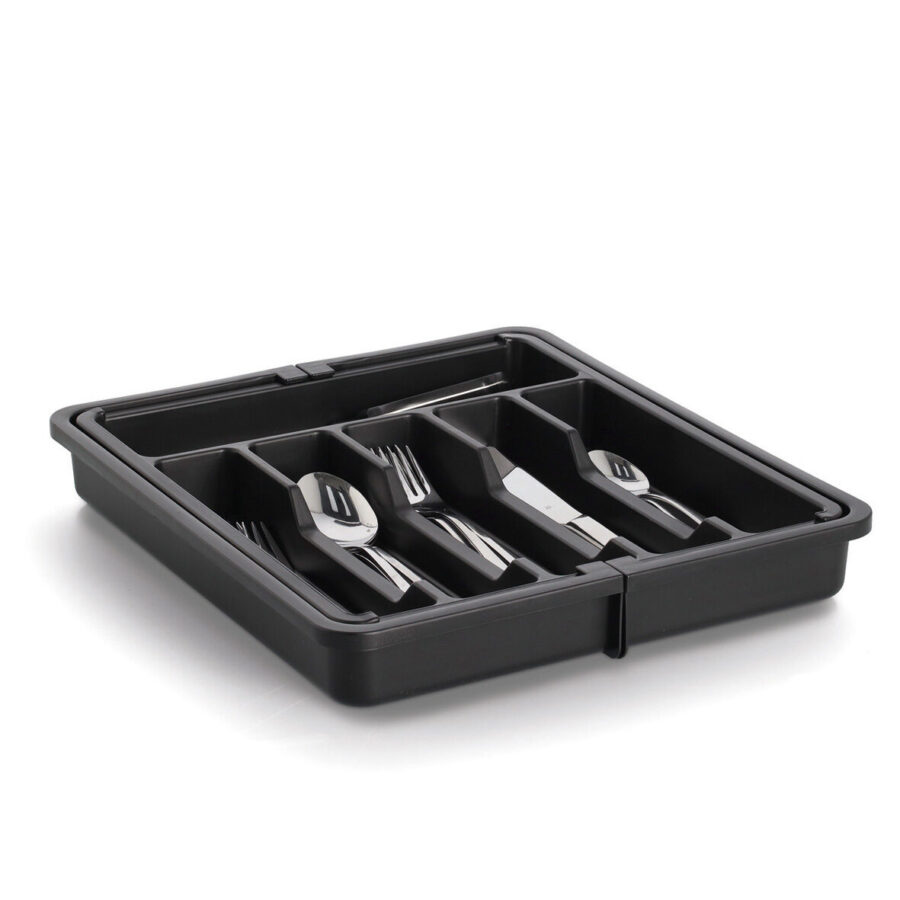 Besteckkasten, ausziehbar, Kunststoff, schwarz – Ansicht 2