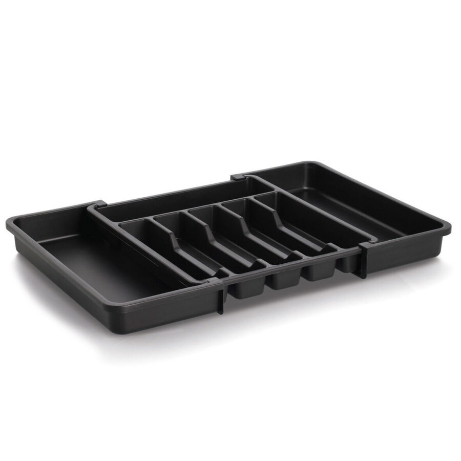 Besteckkasten, ausziehbar, Kunststoff, schwarz – Ansicht 3