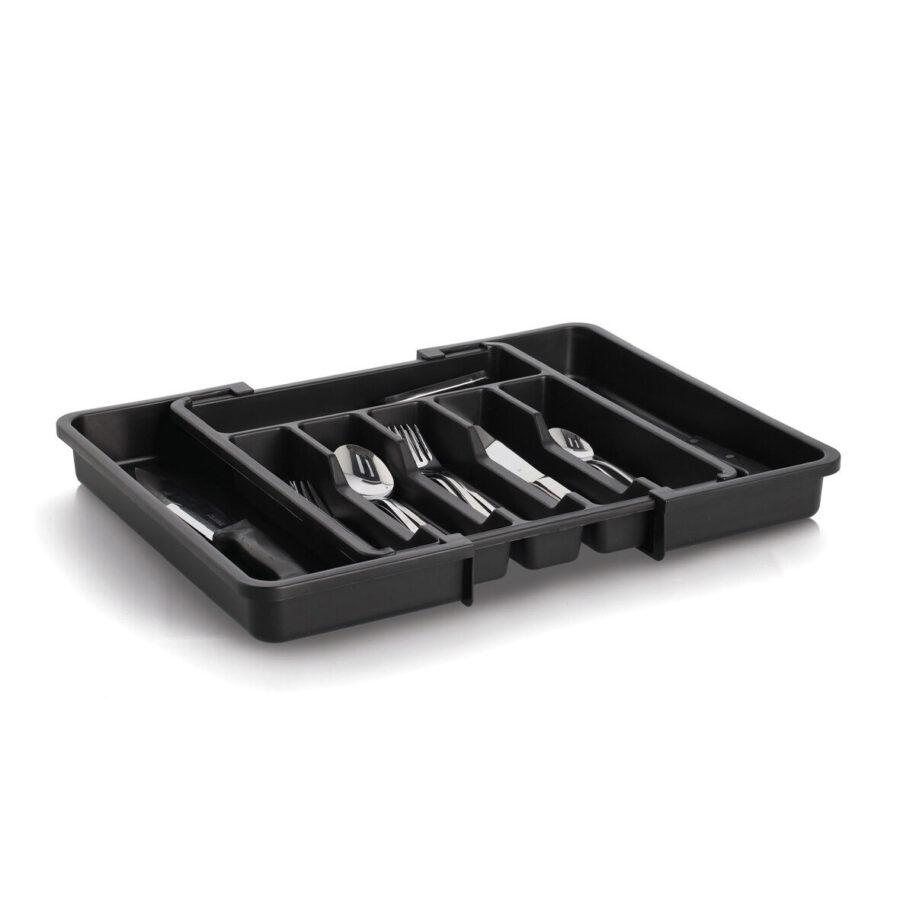 Besteckkasten, ausziehbar, Kunststoff, schwarz – Ansicht 4