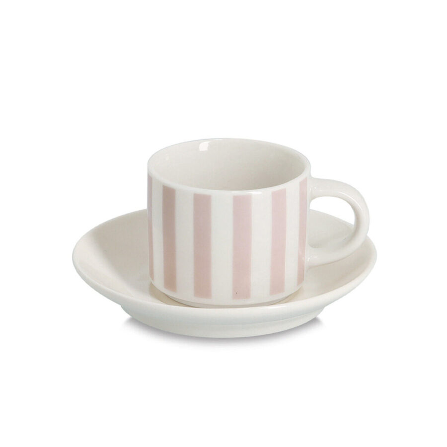 Espresso-Set "Stripes", 8-tlg., Porzellan, beige/ – Ansicht 2