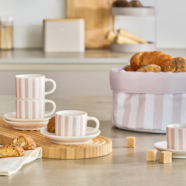 Espresso-Set "Stripes", 8-tlg., Porzellan, beige/ – Lifestyle 1