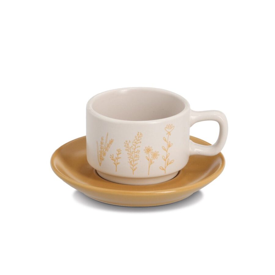 Espresso-Set "Flowers", 8-tlg., Steingut – Ansicht 2