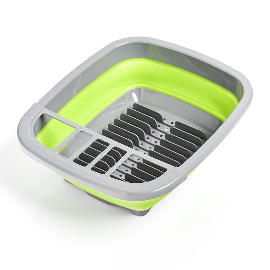Abtropfkorb, faltbar, Kunststoff, grau/grün – Ansicht 3
