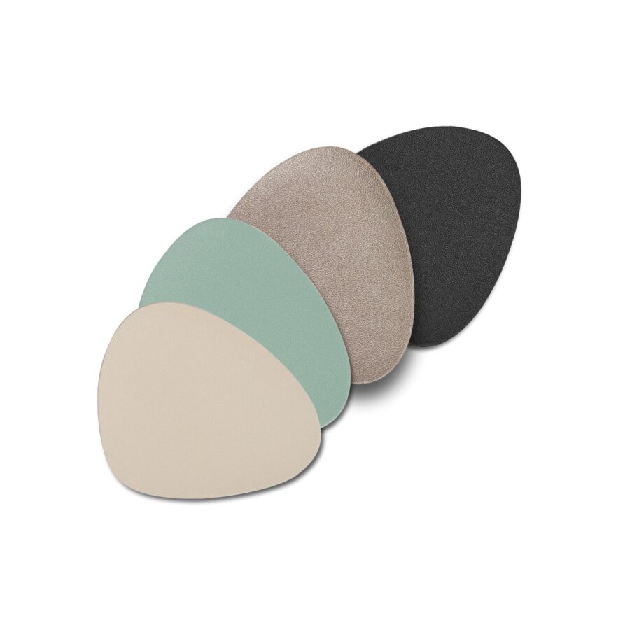 Glasuntersetzer-Set, 6-tlg., Kunstleder, taupe – Ansicht 2