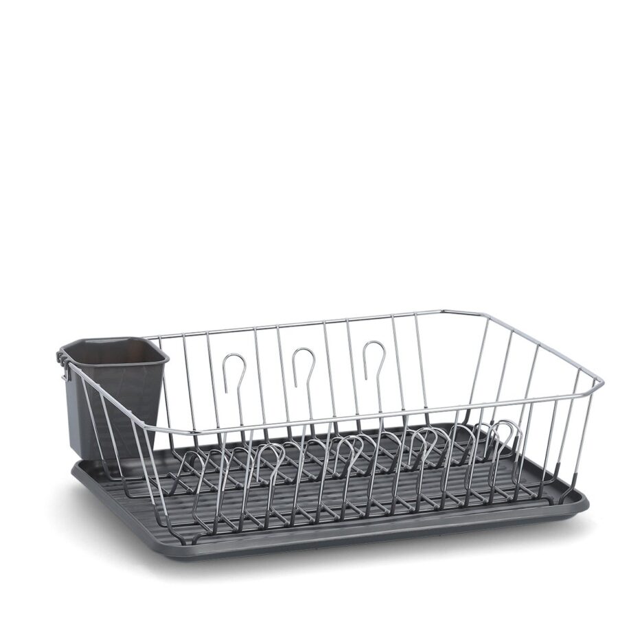 Geschirrabtropfständer, Metall/Kunststoff, grau – Ansicht 2