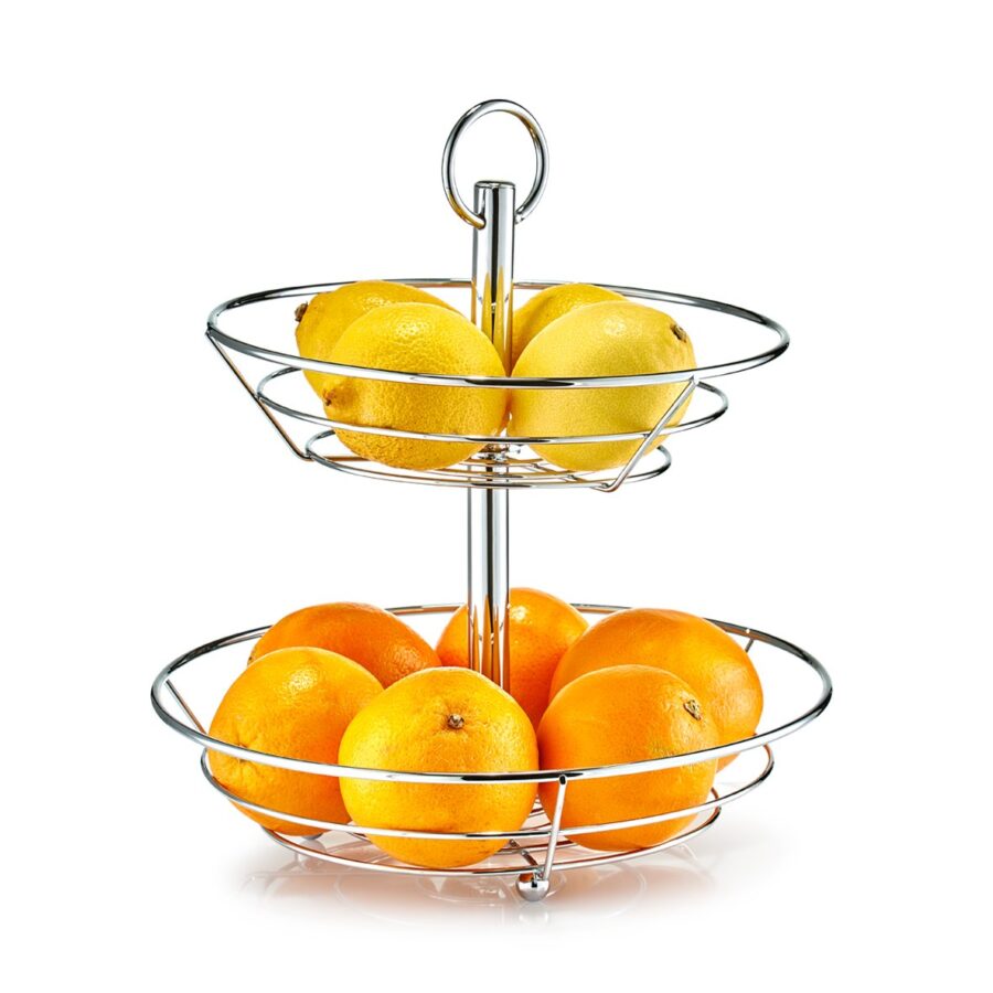 Obst-Etagere, 2-lagig, Metall verchromt – Ansicht 2