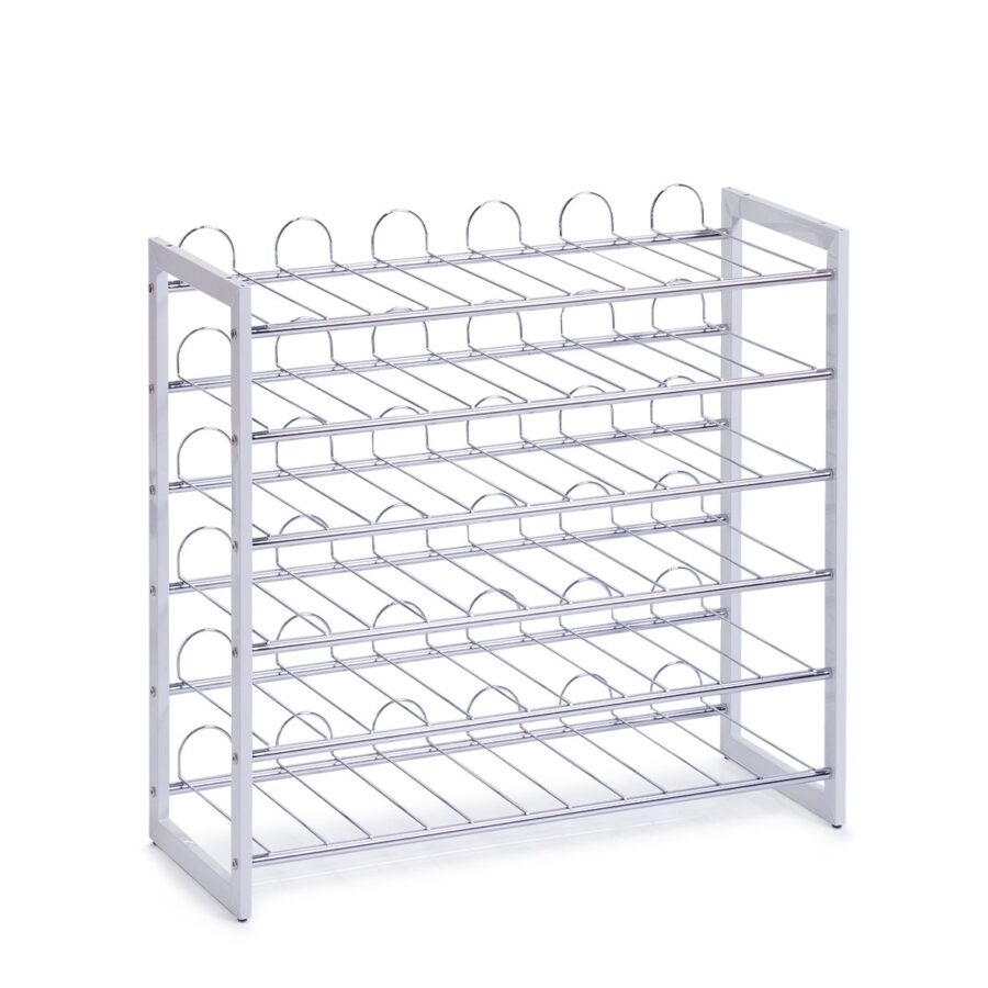 Weinregal für 36 Flaschen, Metall verchromt, weiß – Ansicht 2