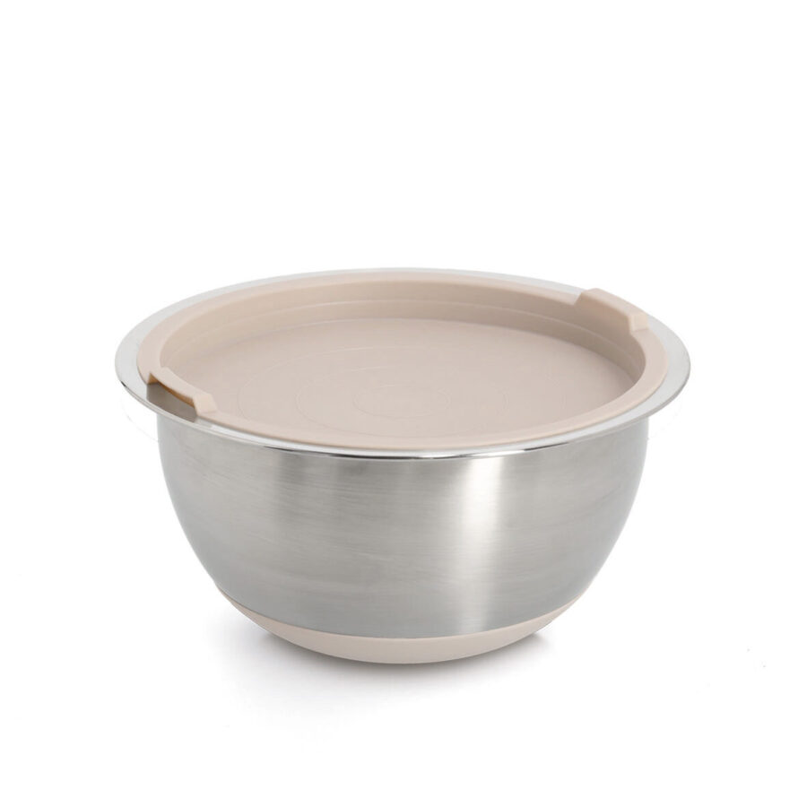 Schüssel-Set mit Deckeln, 3-tlg., Edelstahl/ – Ansicht 2