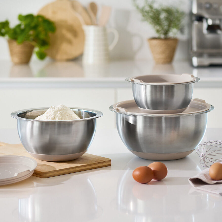 Schüssel-Set mit Deckeln, 3-tlg., Edelstahl/ – Lifestyle 1