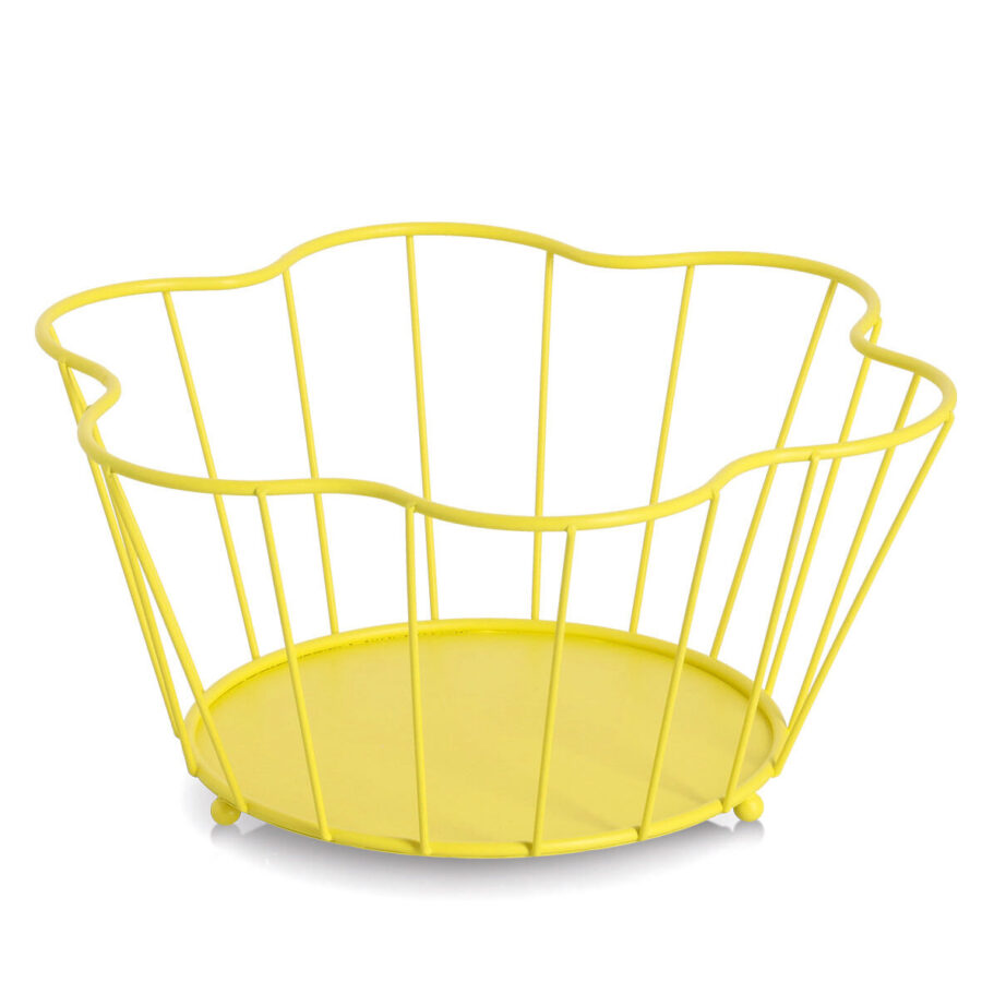 Obstkorb, Metall, gelb