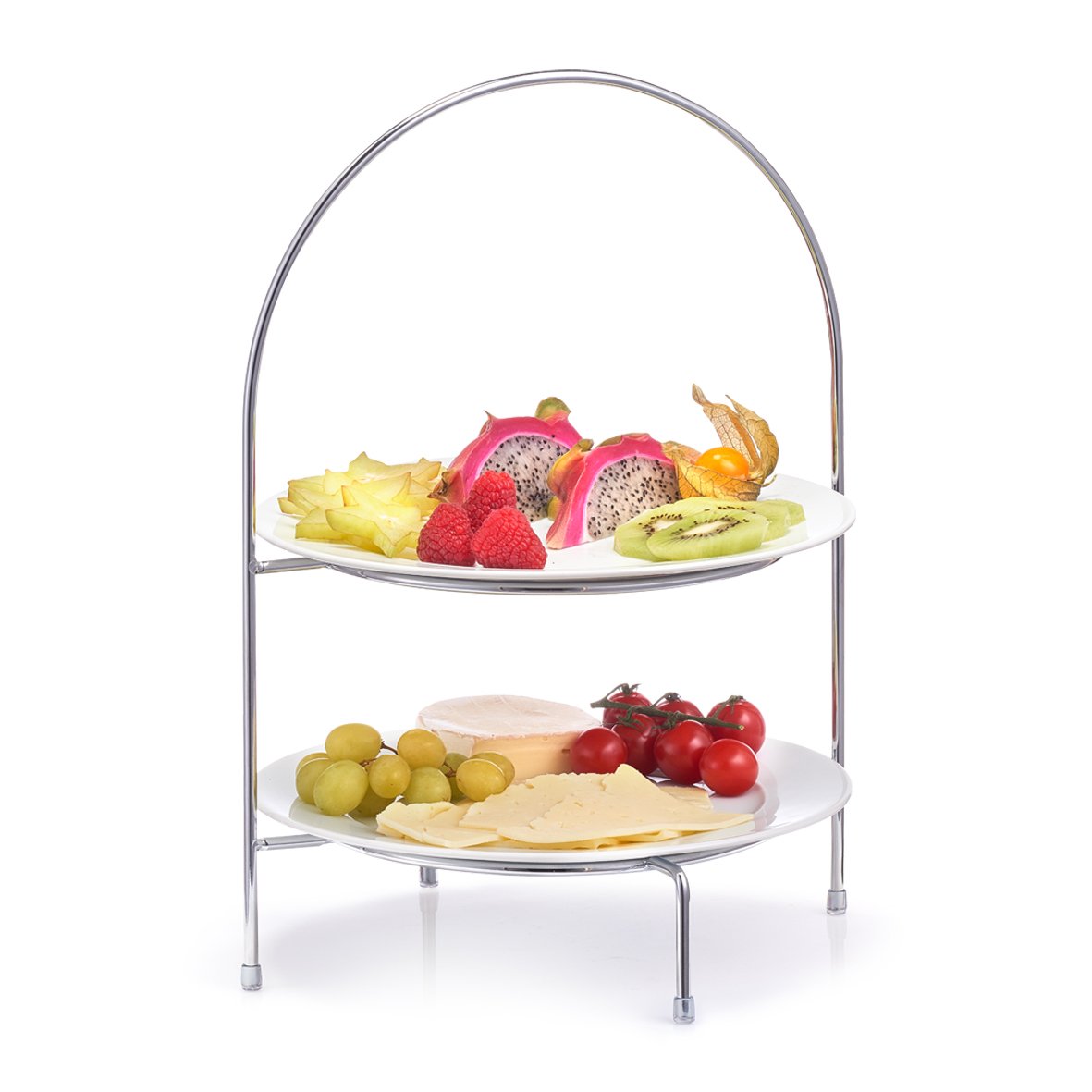 Etagere f. Teller, groß, Metall verchromt