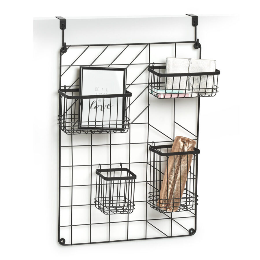 Wand-Organizer Set, 5-tlg., Metall, schwarz – Ansicht 2