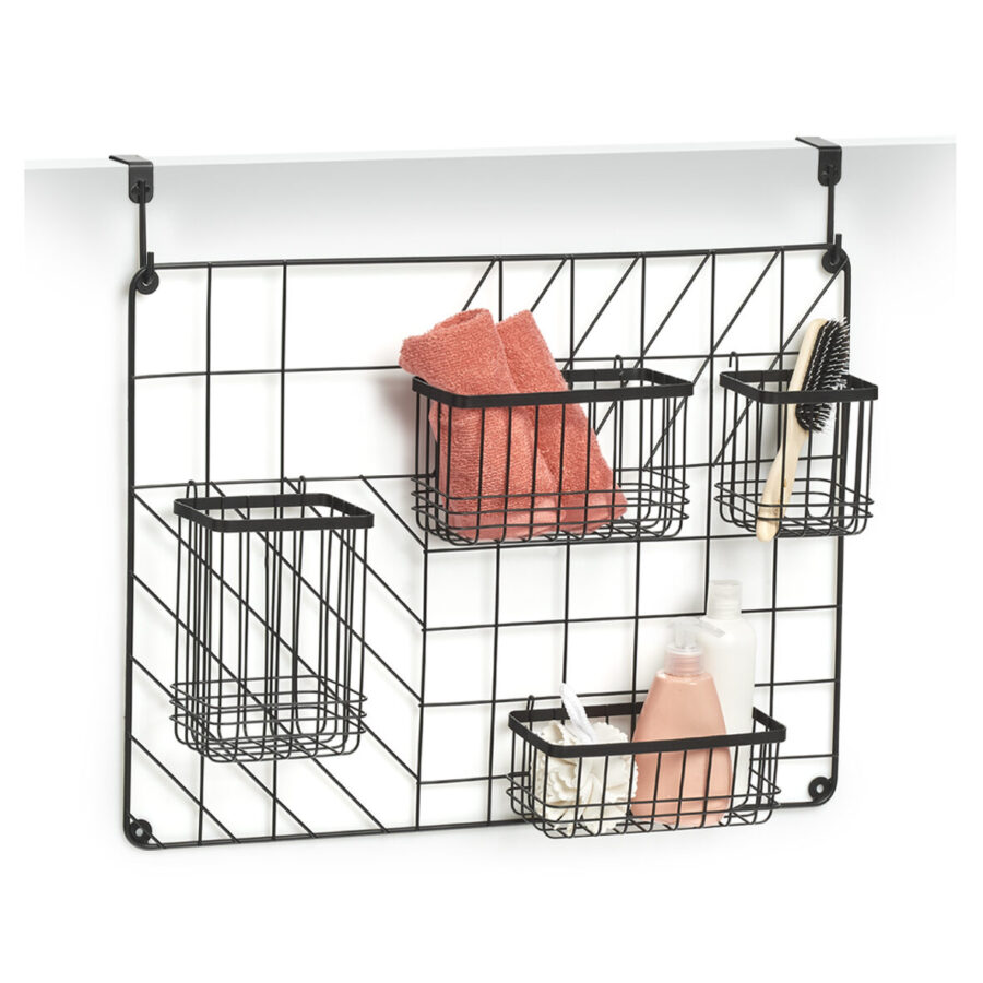 Wand-Organizer Set, 5-tlg., Metall, schwarz – Ansicht 4