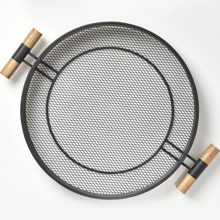 Serviertablett, Metall/Holz, schwarz – Ansicht 4