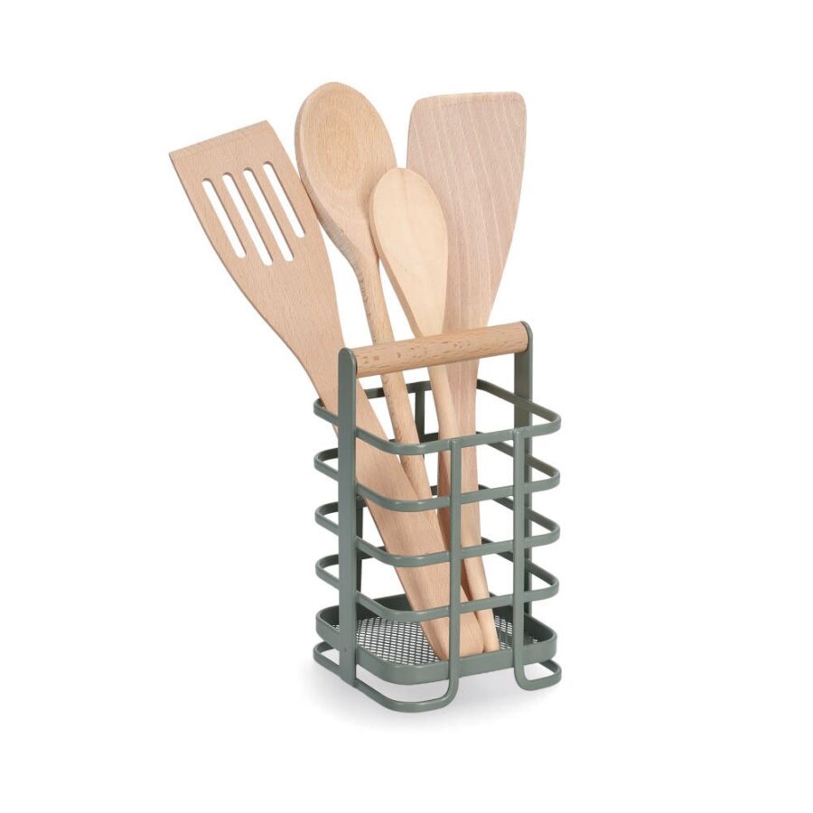 Utensilienhalter, Metall/Buche, salbei – Ansicht 3