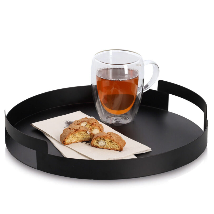 Serviertablett, Metall, schwarz – Ansicht 3