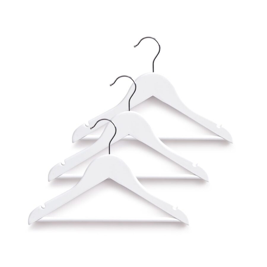 Kinder-Kleiderbügel-Set, 3-tlg., weiß