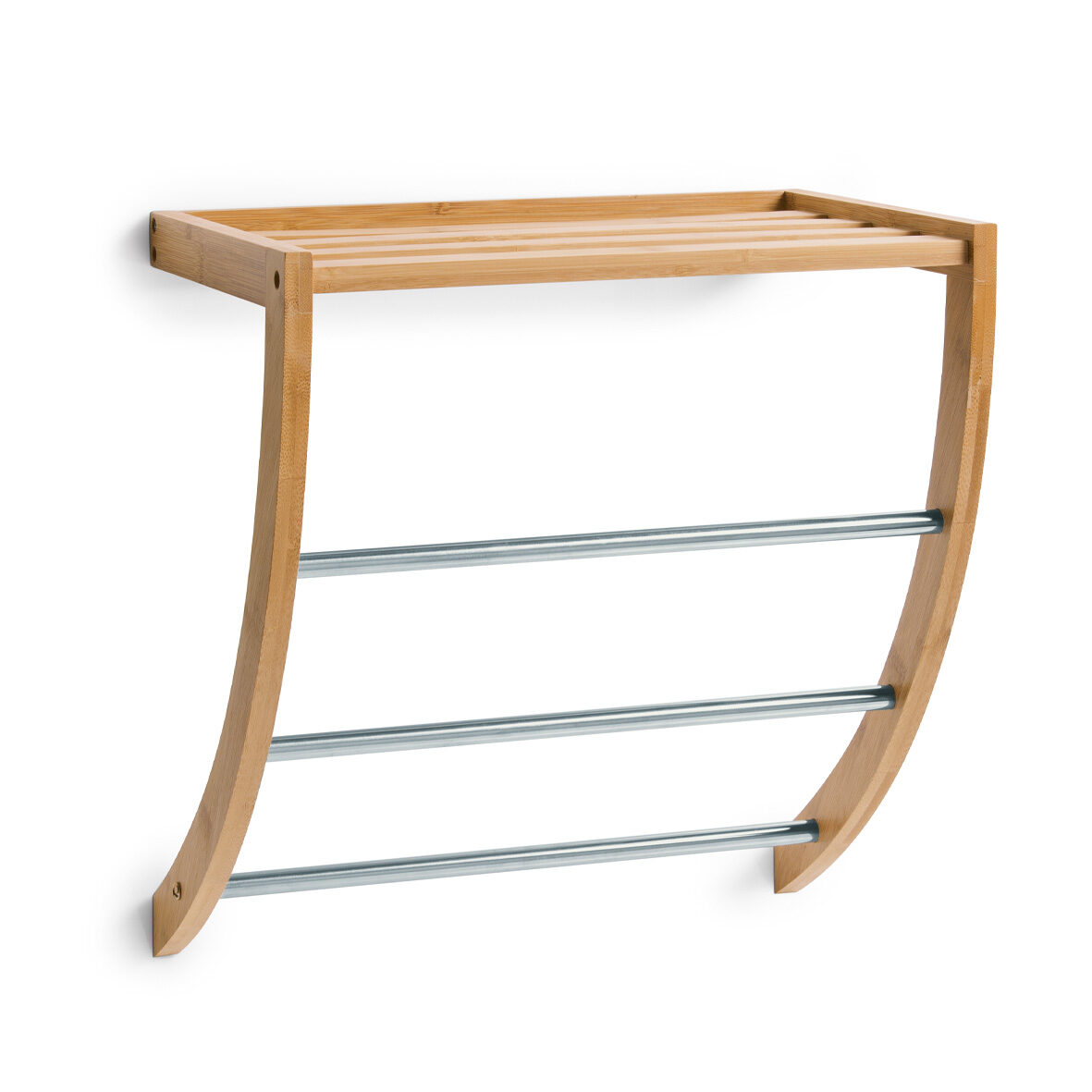 Handtuchregal, Bambus/Metall verchromt