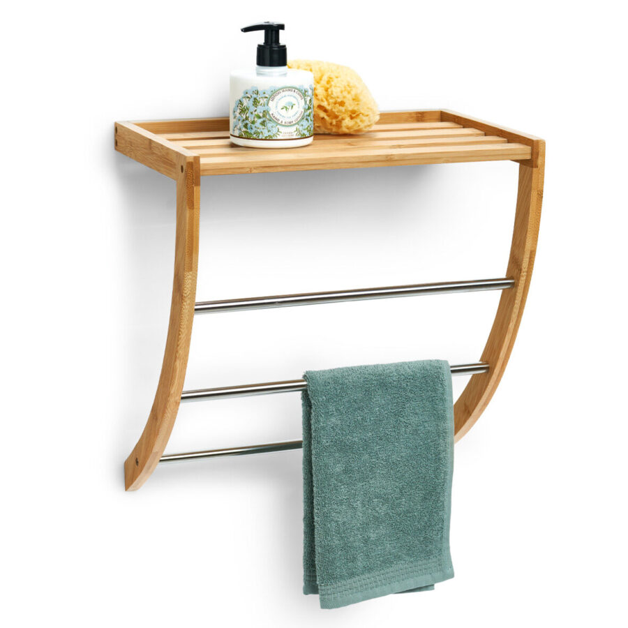 Handtuchregal, Bambus/Metall verchromt – Ansicht 2