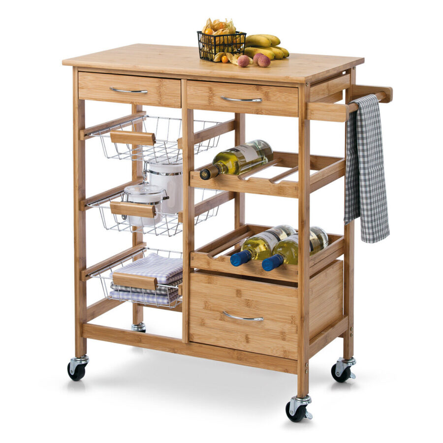 Küchenrollwagen, Bambus/Metall – Ansicht 2