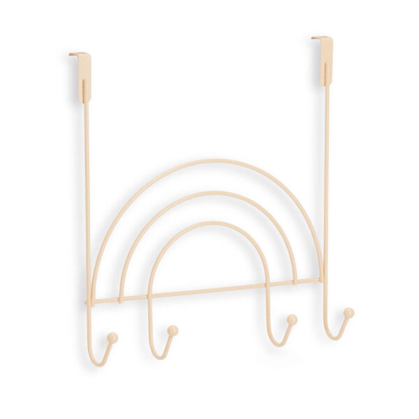 Türhänger m. 4 Haken "Rainbow", Metall, beige