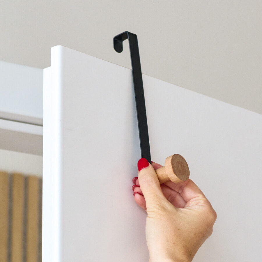 Türhänger-Set, 2-tlg., Metall/Holz, schwarz – Lifestyle 1