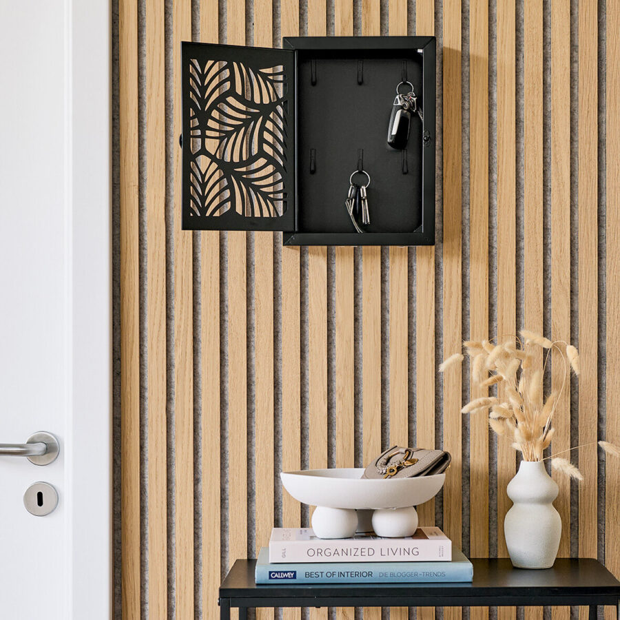 Schlüsselkasten "Leaves", Metall, schwarz – Lifestyle 1