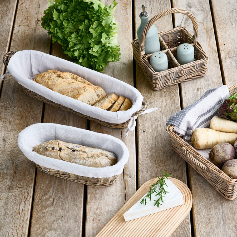 Brotkorb mit Beutel, Weide/Canvas – Lifestyle 1