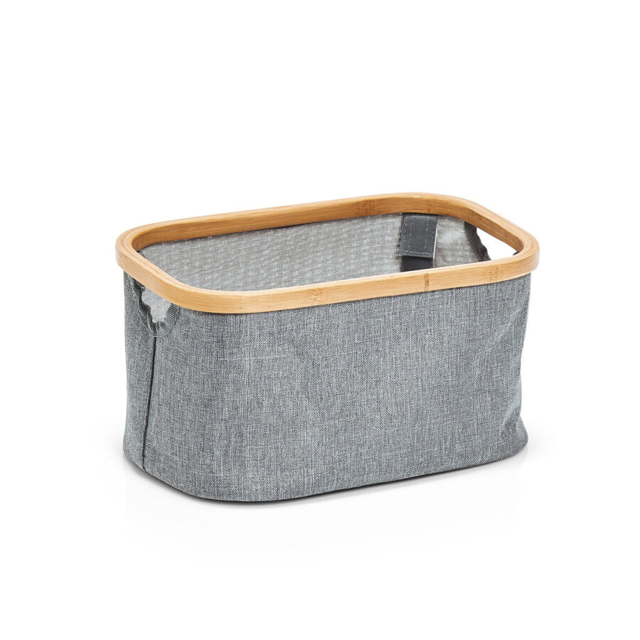 Aufbewahrungskorb, Polyester/Bambus, grau