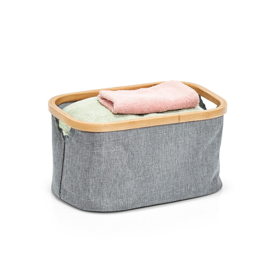 Aufbewahrungskorb, Polyester/Bambus, grau – Ansicht 2
