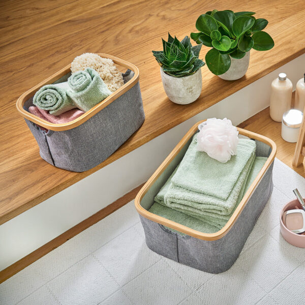 Aufbewahrungskorb, Polyester/Bambus, grau – Lifestyle 1