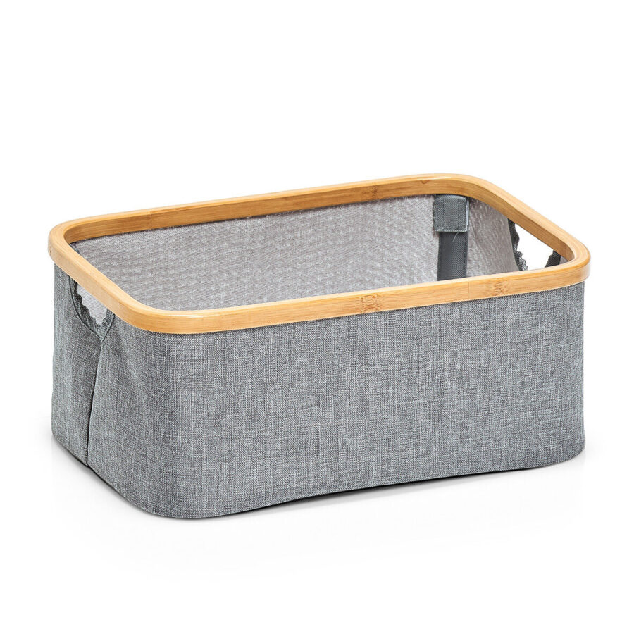 Aufbewahrungskorb, Polyester/Bambus, grau