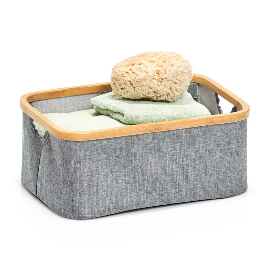 Aufbewahrungskorb, Polyester/Bambus, grau – Ansicht 2