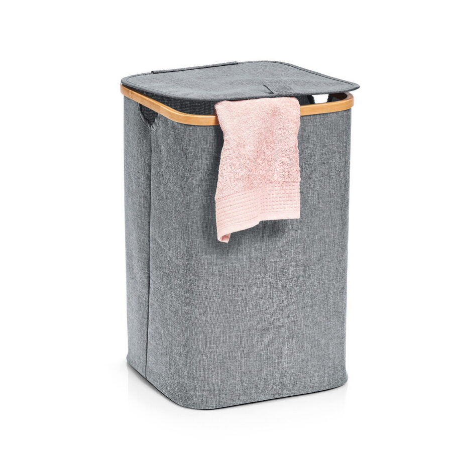 Wäschesammler, Polyester/Bambus, grau – Ansicht 2
