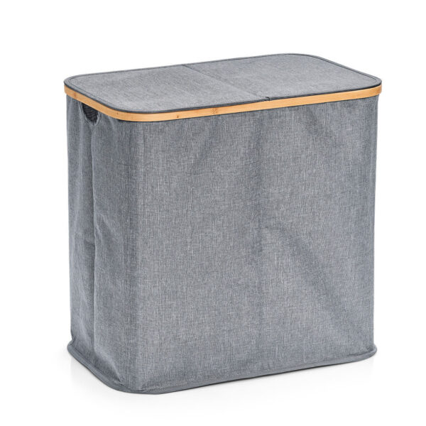 Wäschesammler, 2-fach, Polyester/Bambus, grau