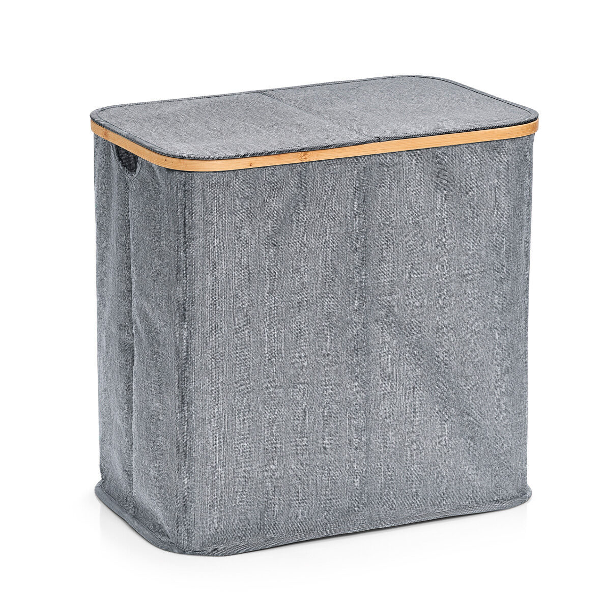 Wäschesammler, 2-fach, Polyester/Bambus, grau