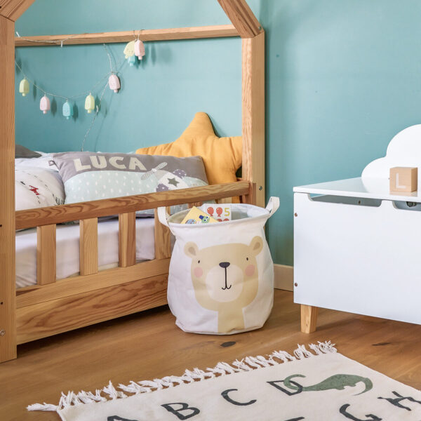 Aufbewahrungskorb "Bär", Canvas, weiß – Lifestyle 1