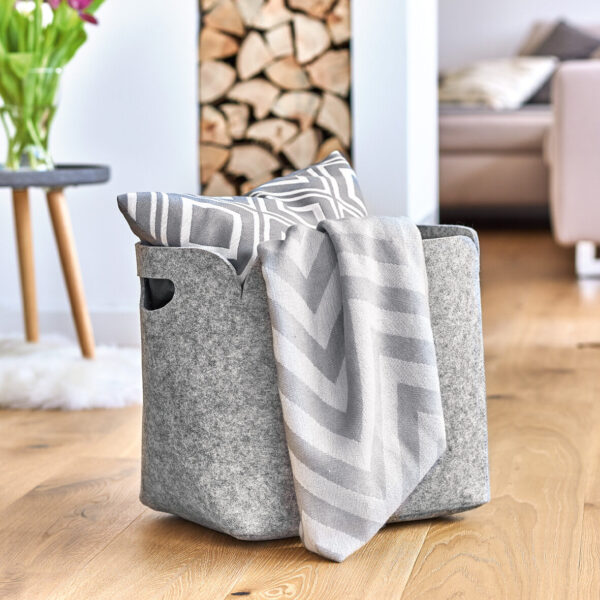 Aufbewahrungskorb, hoch, Filz, grau – Lifestyle 1