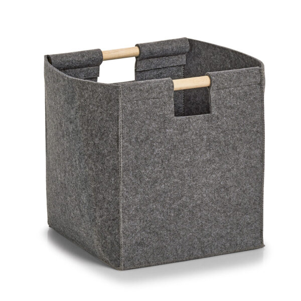 Aufbewahrungskorb, Filz/Holz, anthrazit