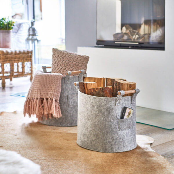 Aufbewahrungskorb, Filz/Holz, grau – Lifestyle 1