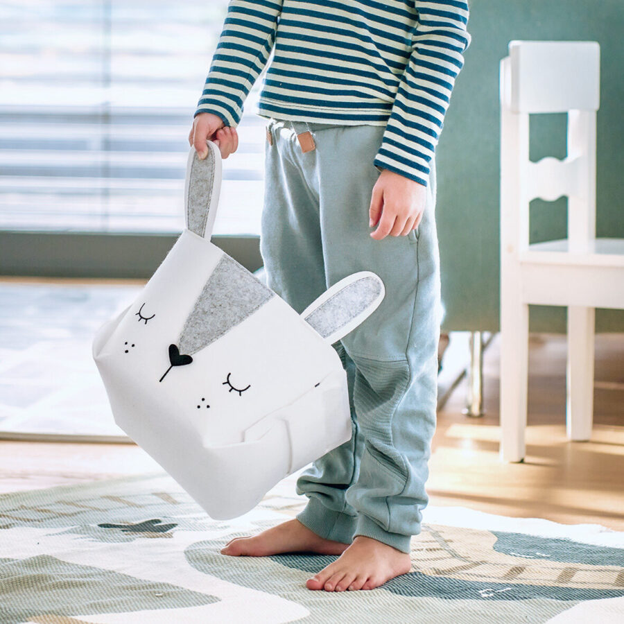 Aufbewahrungskorb "Hase", Filz, weiß – Lifestyle 1
