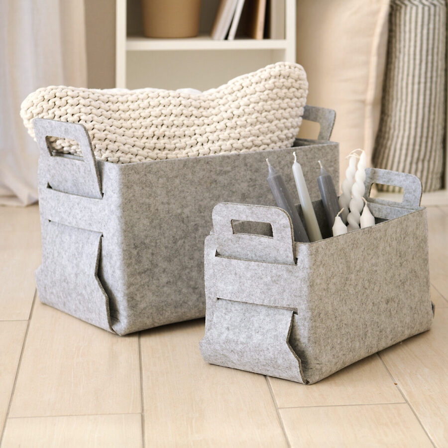 Aufbewahrungskorb, Filz, grau – Lifestyle 1