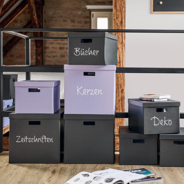 Aufbewahrungsbox, recycelt. Karton, schwarz – Lifestyle 1
