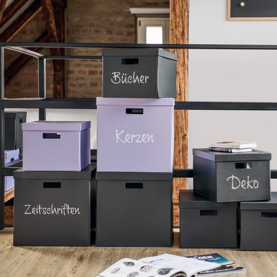 Aufbewahrungsbox, recycelt. Karton, flieder – Lifestyle 1