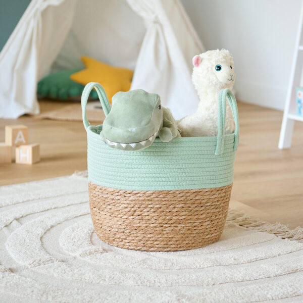 Aufbewahrungskorb, Baumwolle/Wasserhyazinthe, mint – Lifestyle 1