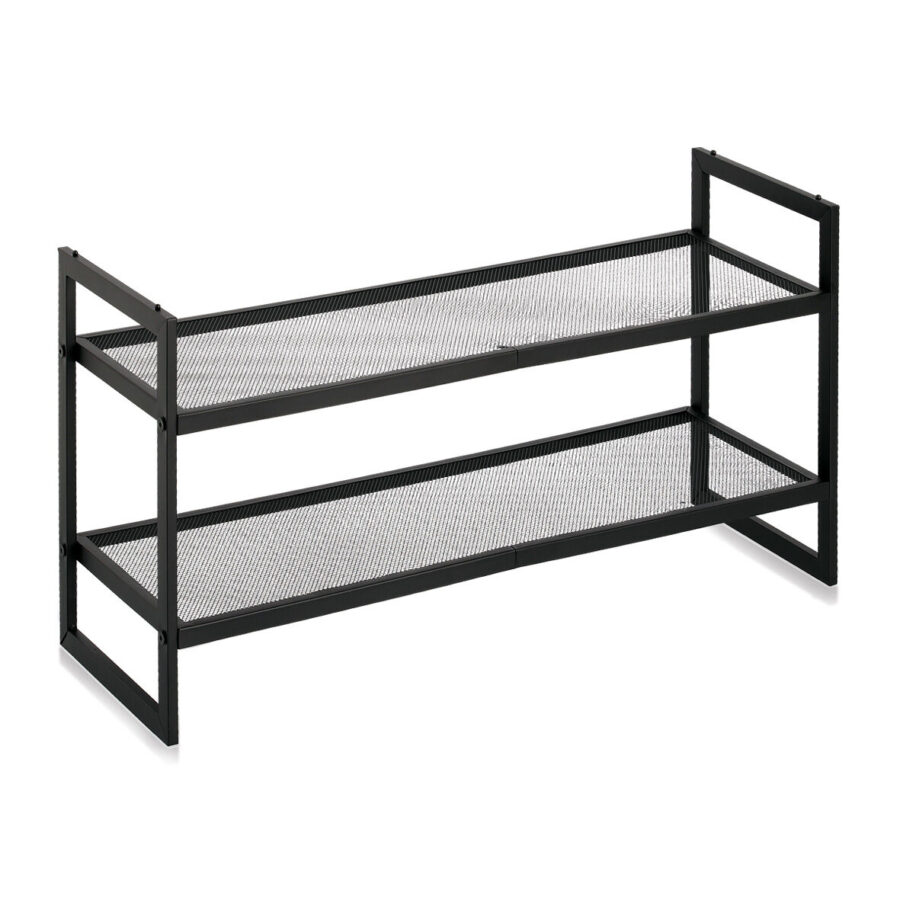 Schuhregal mit 2 Ablagen, stapelbar, Metall,