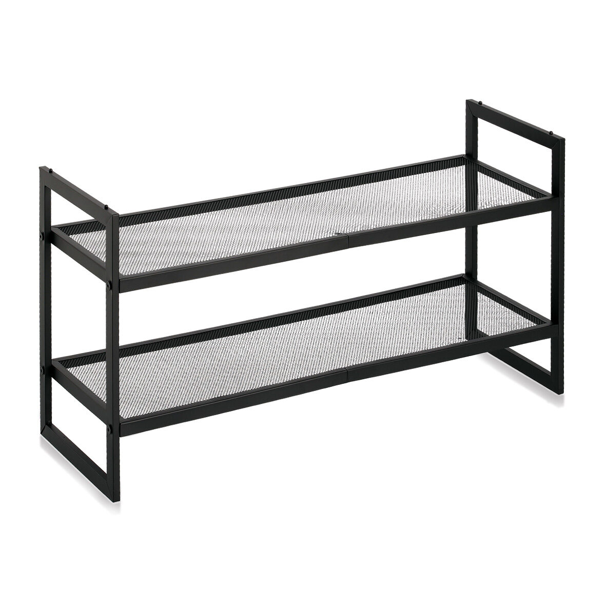 Schuhregal mit 2 Ablagen, stapelbar, Metall,
