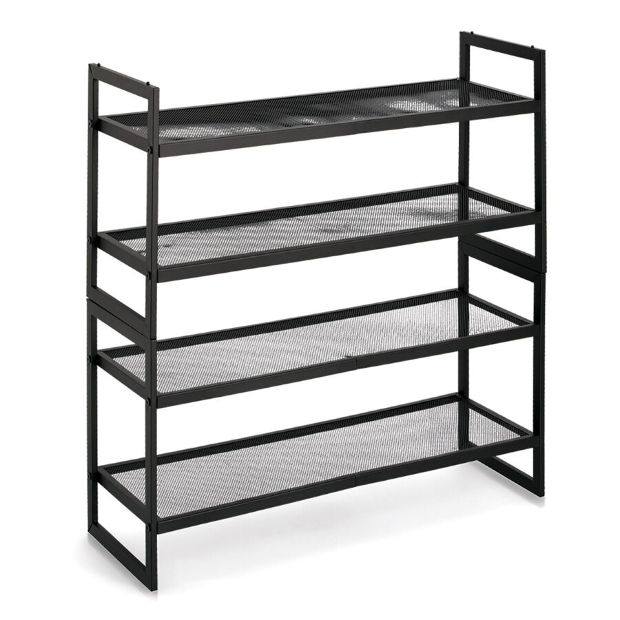 Schuhregal mit 2 Ablagen, stapelbar, Metall, – Ansicht 3