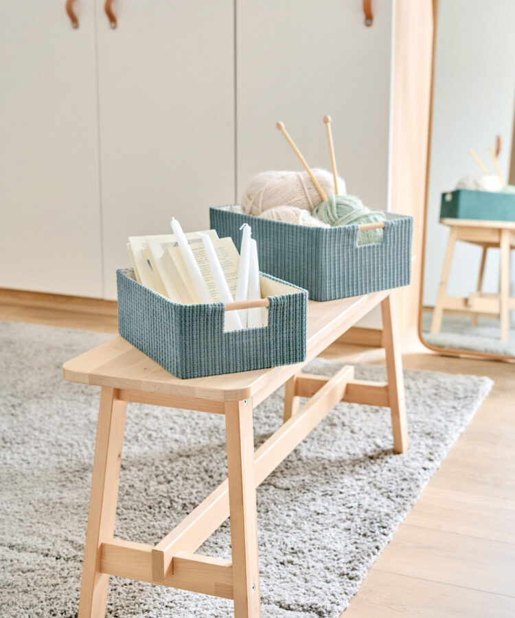 Aufbewahrungskorb, Baumwolle/Polyester/Holz, – Lifestyle 1